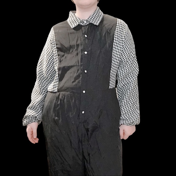 Black and White Check Panel Jumpsuit - Picture 2 of 2